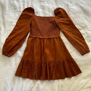 Quince 100% European Linen Smocked Mini Dress size M